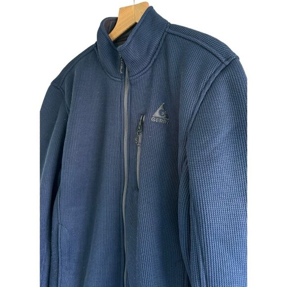Gerry Men's Size L Blue Textured Waffle Knit Fleece-Lined Full Zip Jacket - Picture 2 of 11